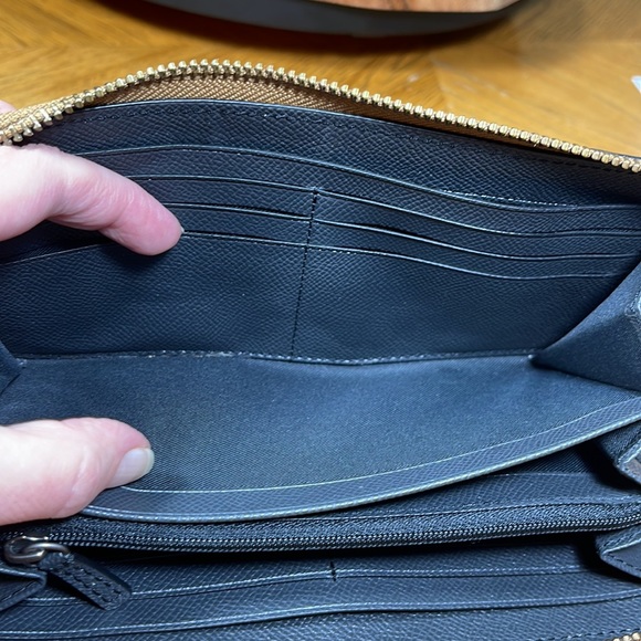 COACH Mickie Accordion Zip Leather Wallet in Brass - Picture 12 of 16